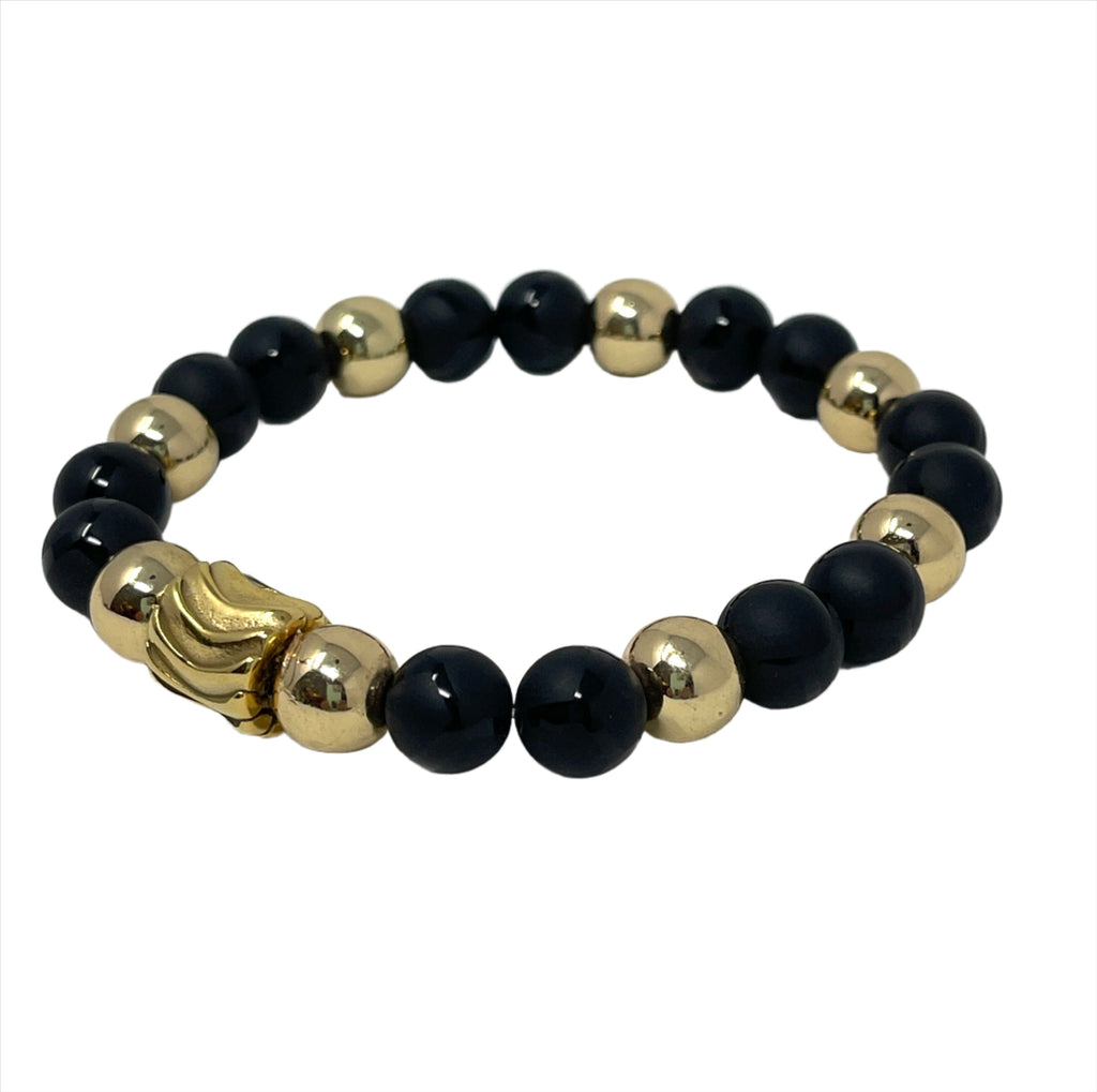 Black Onyx and Gold Hematite Bracelet, I