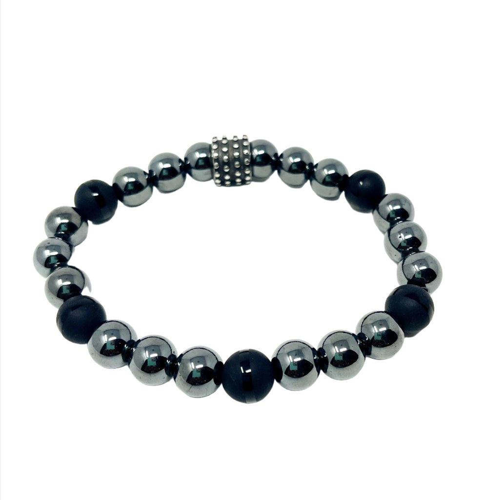 Silver Hematite & Onyx Bracelet