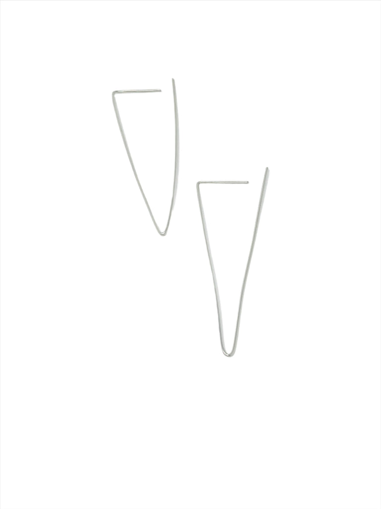 Sleek V-Shape Silver Earrings