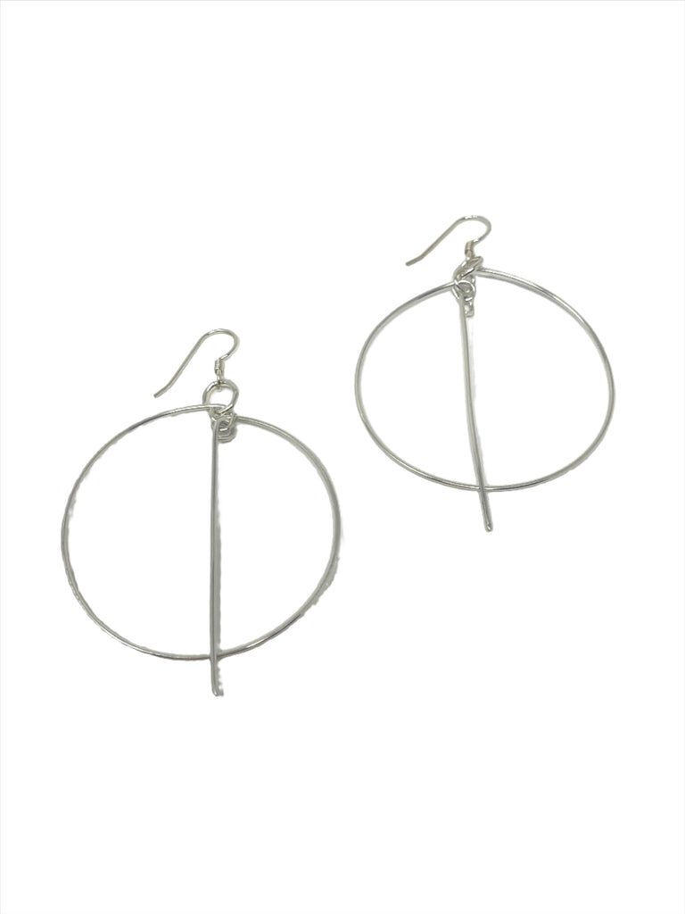 Circular Hoop Silver Earrings